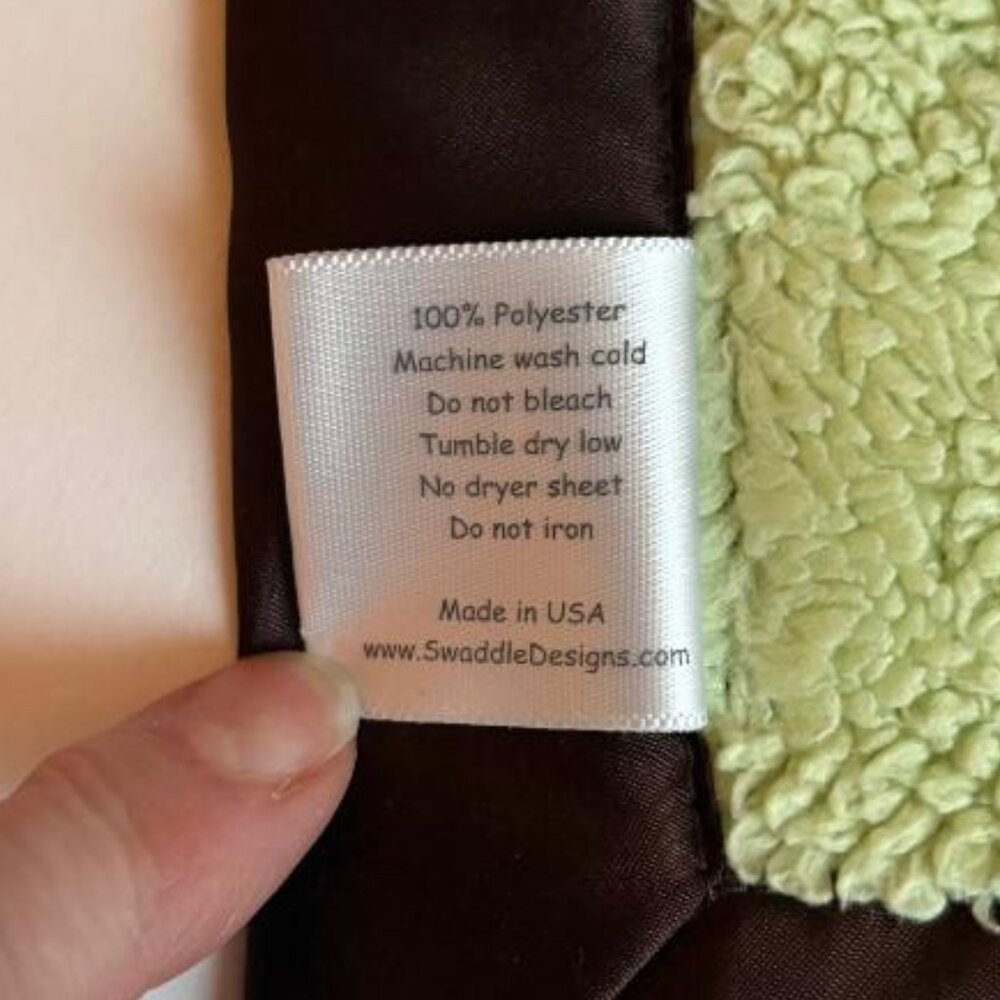 Swaddle Designs Baby Lovie "Green Microfleece with Chocolate Brown Satin Trim" - Picture 7 of 7